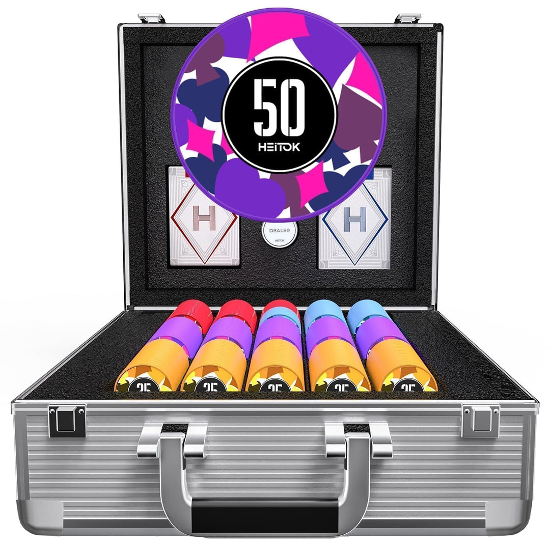 HEITOK Pokerkoffer 600 Chips – Professionelles 11,5g Texas Hold&