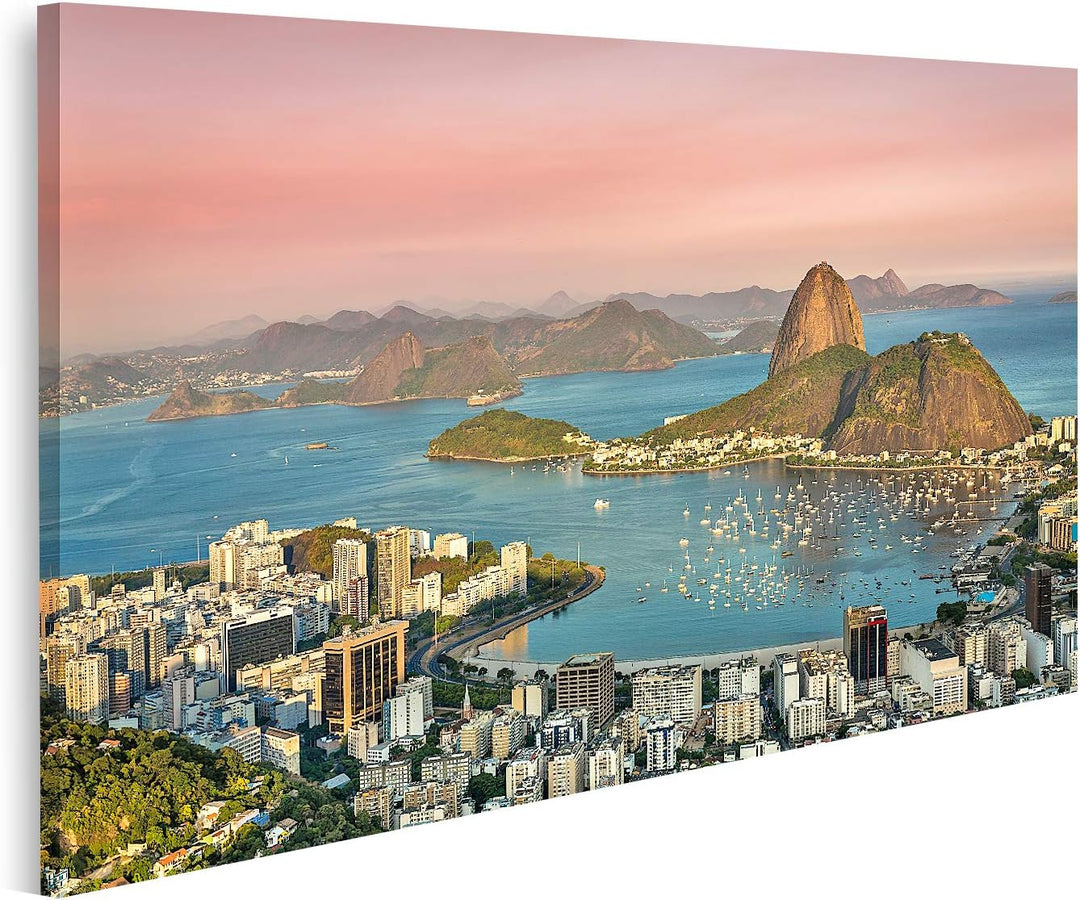 islandburner Bild auf Leinwand Sonnenuntergang Über Rio De Janeiro Botafogo Bay Brasilien Bilder Wan