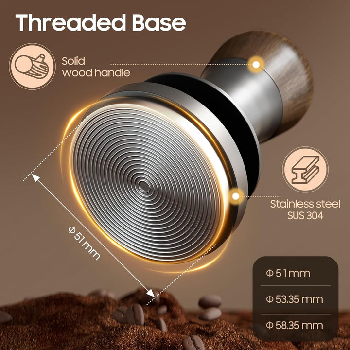 MHW-3BOMBER 51 mm Espresso-Kaffee-Tamper mit drei federbelasteten, kalibrierten Espresso-Tamper 13,6