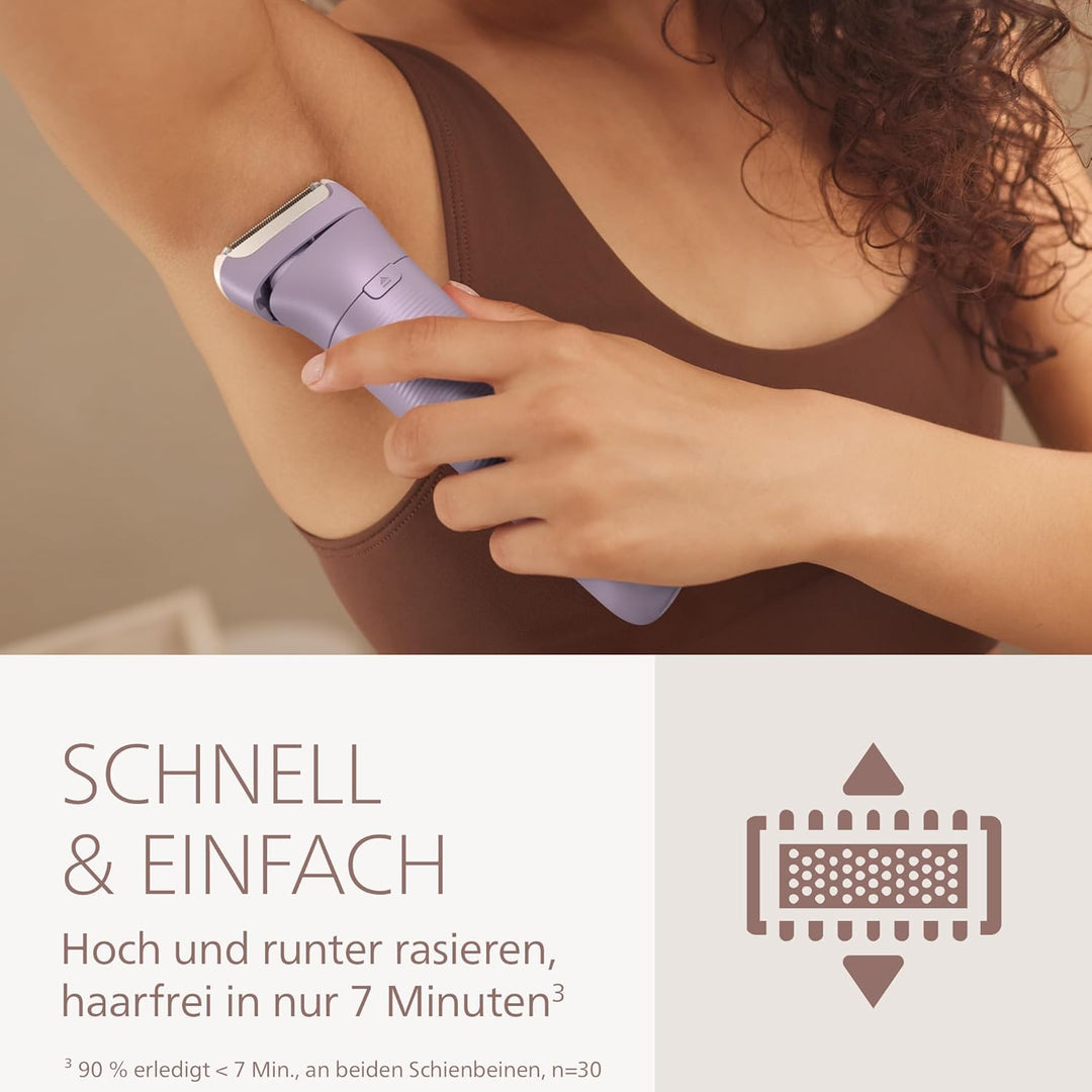 Philips Lady Shaver Series 8000 - kabelloser elektrischer Rasierer, nass und trocken, 3-Klingen-Syst
