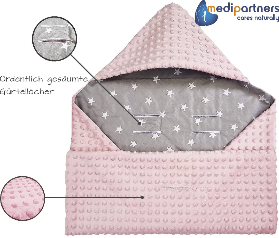 Medi Partners Einschlagdecke Baby Babyschale 100% Baumwolle für Sommer 85x85cm Kinderwagen Kuschelde