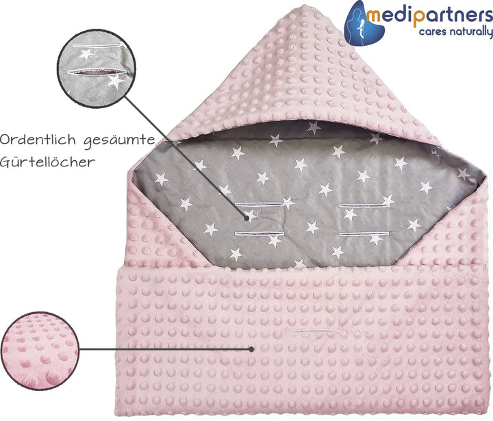 Medi Partners Einschlagdecke Baby Babyschale 100% Baumwolle für Sommer 85x85cm Kinderwagen Kuschelde
