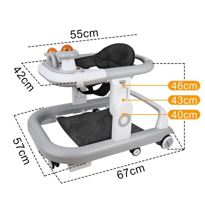 OHMG Babywalker Lauflernwagen, 5 in 1, Lauflernwagen, Wippfunktion, Babywippe mit Rollen, Licht, Mus