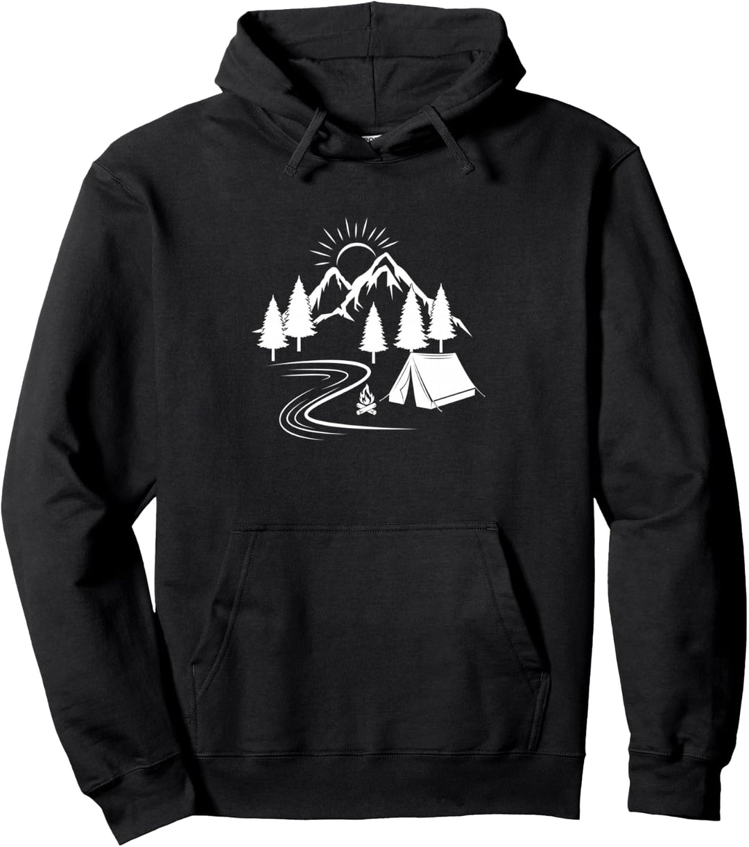 Puristisch Camping Wildnis Natur Wandern Abenteuer Pullover Hoodie