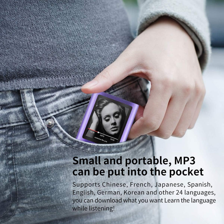 Mymahdi MP3/MP4-Player, lila mit 1,8-Zoll-LCD-Bildschirm und Memory-Karten-Slot, Support für Max 128