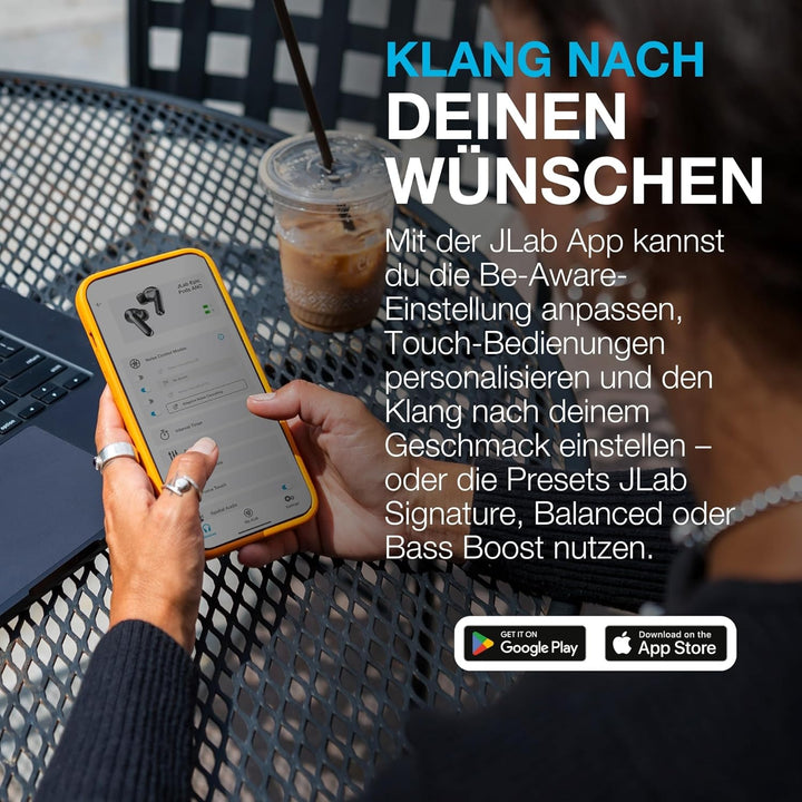 JLab Epic Pods ANC In-Ear Kopfhörer Bluetooth mit Noise Cancelling - Kabellose Earbuds 60+ Std. - Ad