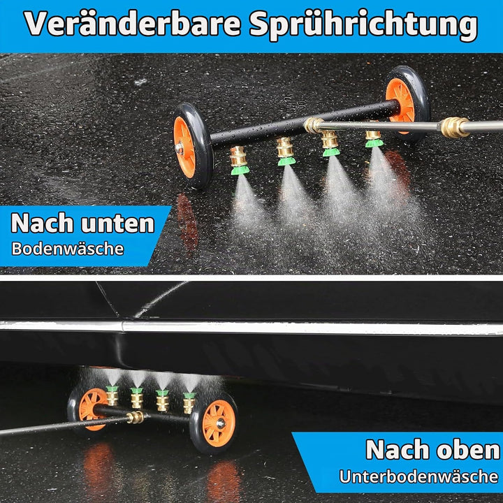 2-in-1 Unterboden Hochdruckreiniger Wasserbesen, MYPIN 16 Zoll Autodruckreiniger mit Schaumkanone/Mi