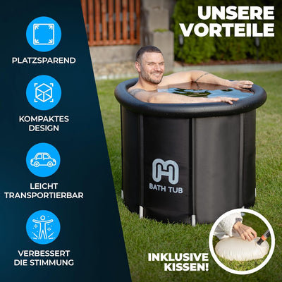 NUIA Premium Eisbad 2.0 400L (80 cm Ø) L Komplettset, Kryotherapie Eis Bad für Sportler & Anfänger,