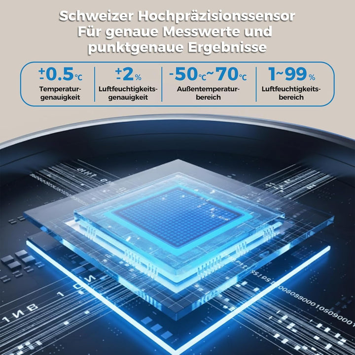 U UNNI Funk Wetterstation mit Aussensensor Batterien oder USB betrieben, Wettervorhersage Funkwetter