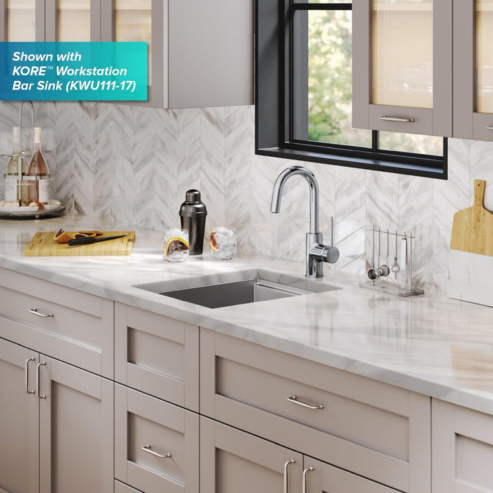 Kraus KPF-2600CH Modern Mateo-Einhebel-Küchenarmatur, Chrom Chrom Einheitsgrösse Bar-Wasserhahn, Chr