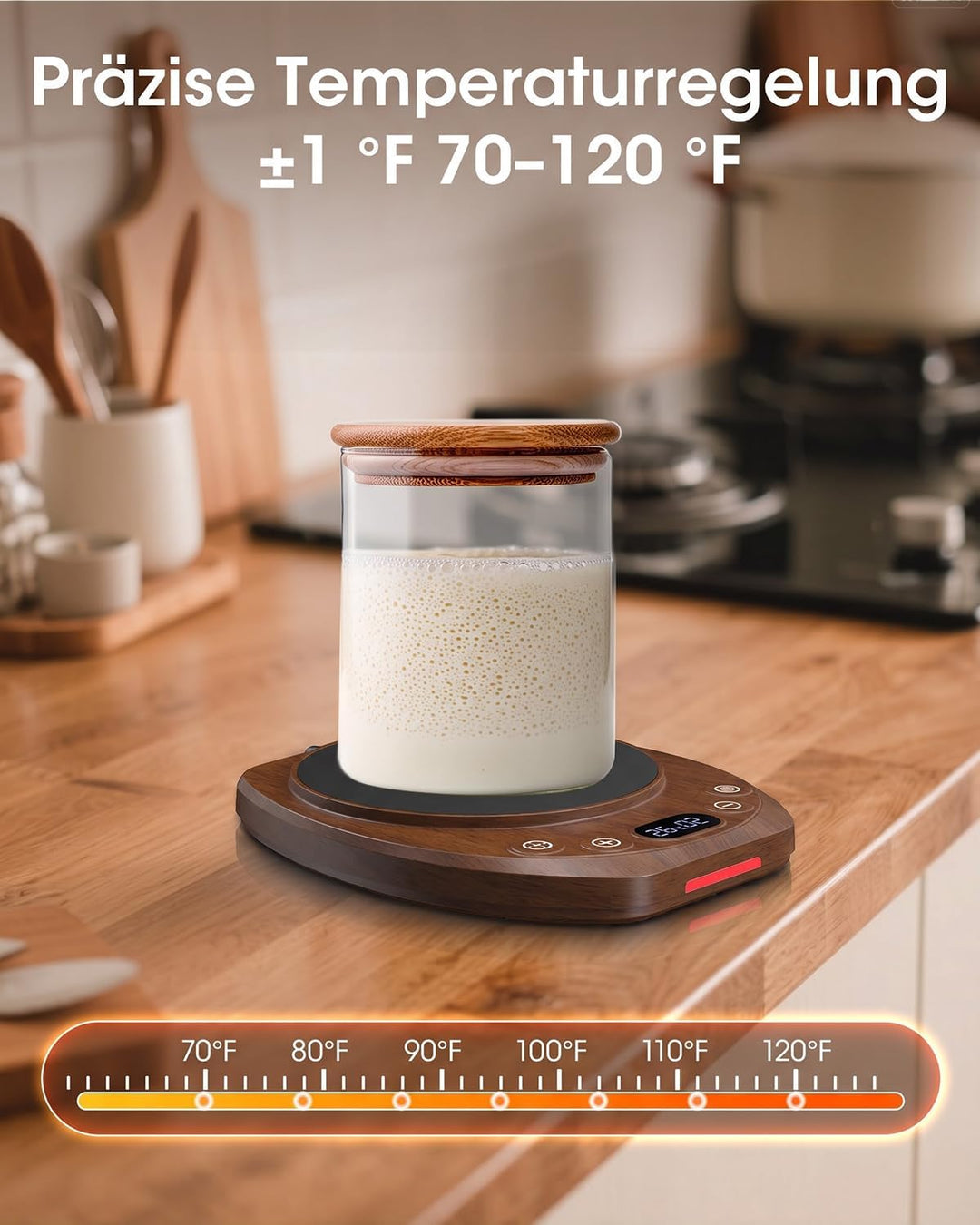 MQUPIN Sauerteig Starter Warmer,21-49°C mit 1°C Regelung &amp; 24h Timer(Braun), Braun