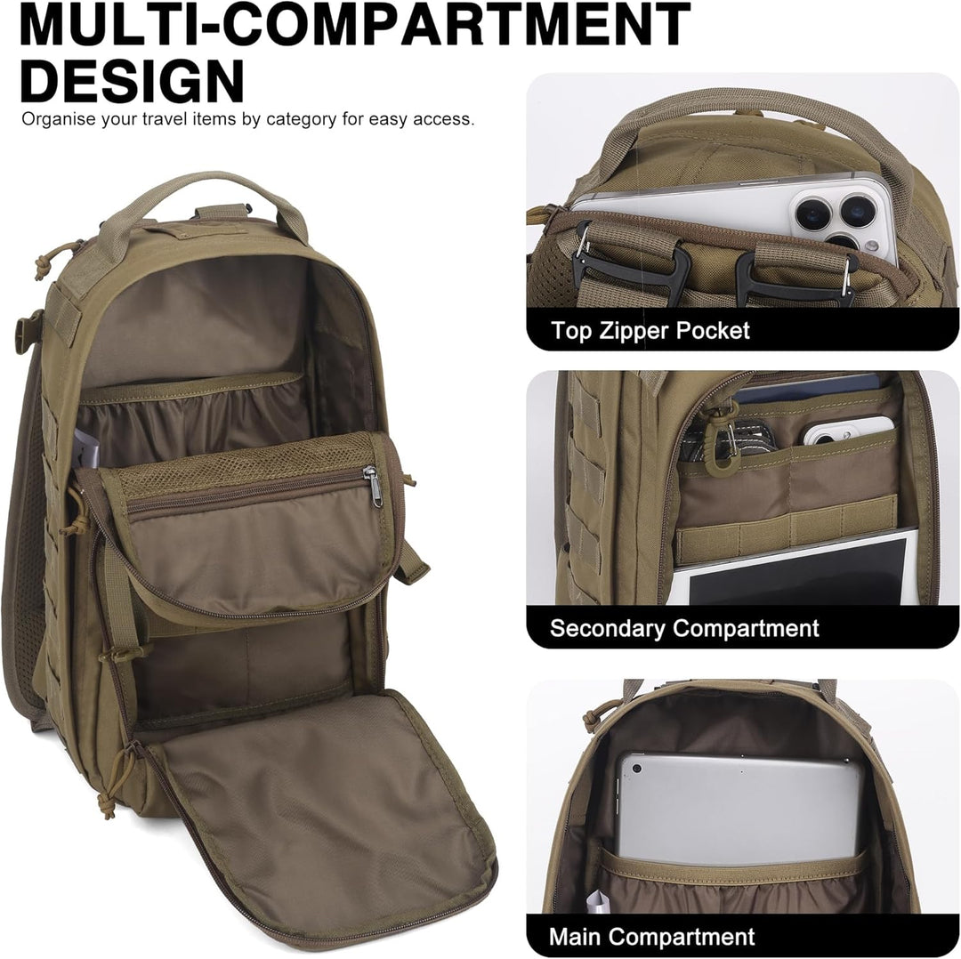 Mardingtop 18L Taktischer Rucksack für Herren mit abnehmbaren Schultergurten Vielseitiger 3-in-1 Ruc