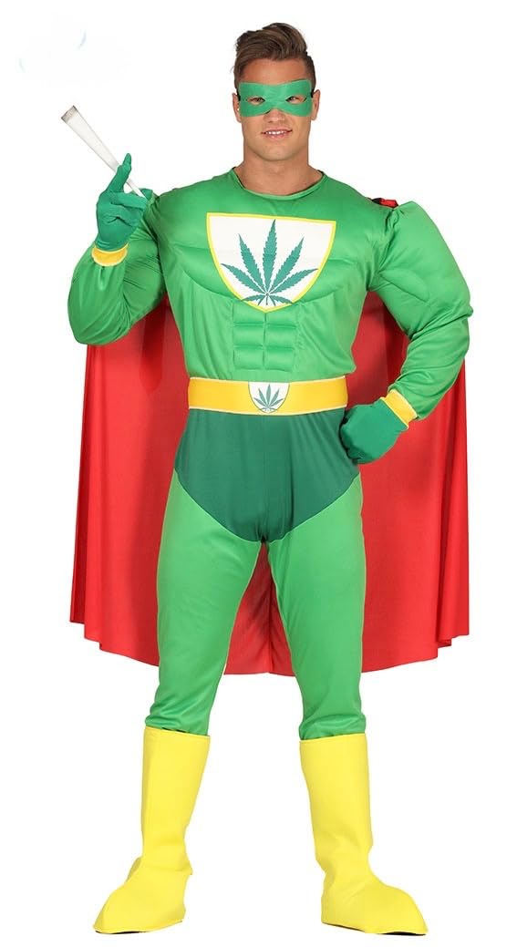 shoperama Herren-Kostüm Marihuana Hanf Superheld mit Muskeln Superhero Erwachsene JGA Karneval Jungg