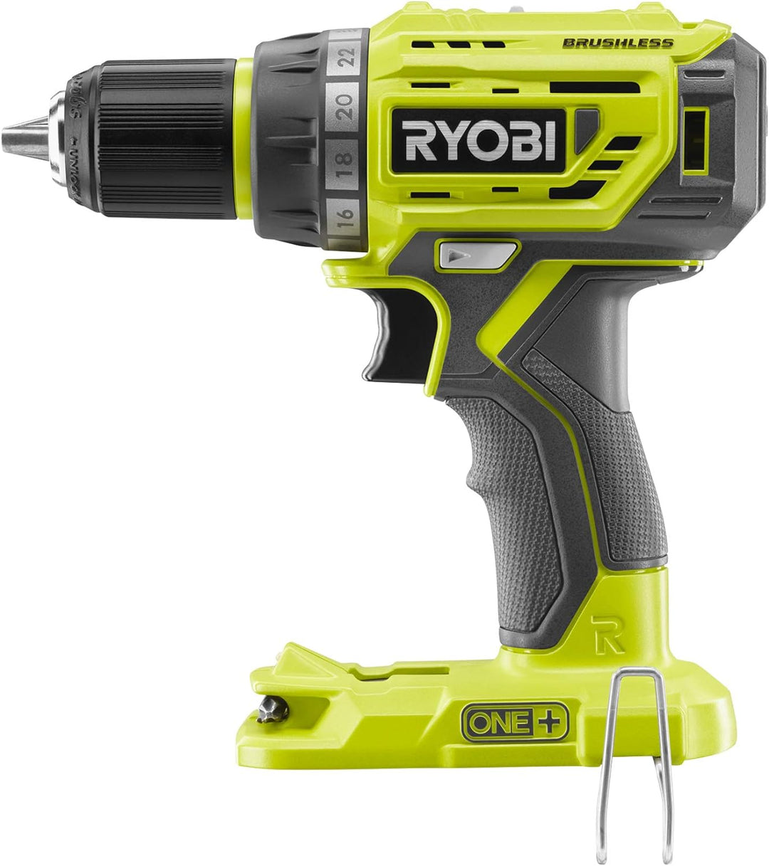 Ryobi Bohrschrauber R18DD7-0 (ohne Akku, LED-Beleuchtung, 18 V, 13 mm Schnellspannbohrfutter, 2 Gäng