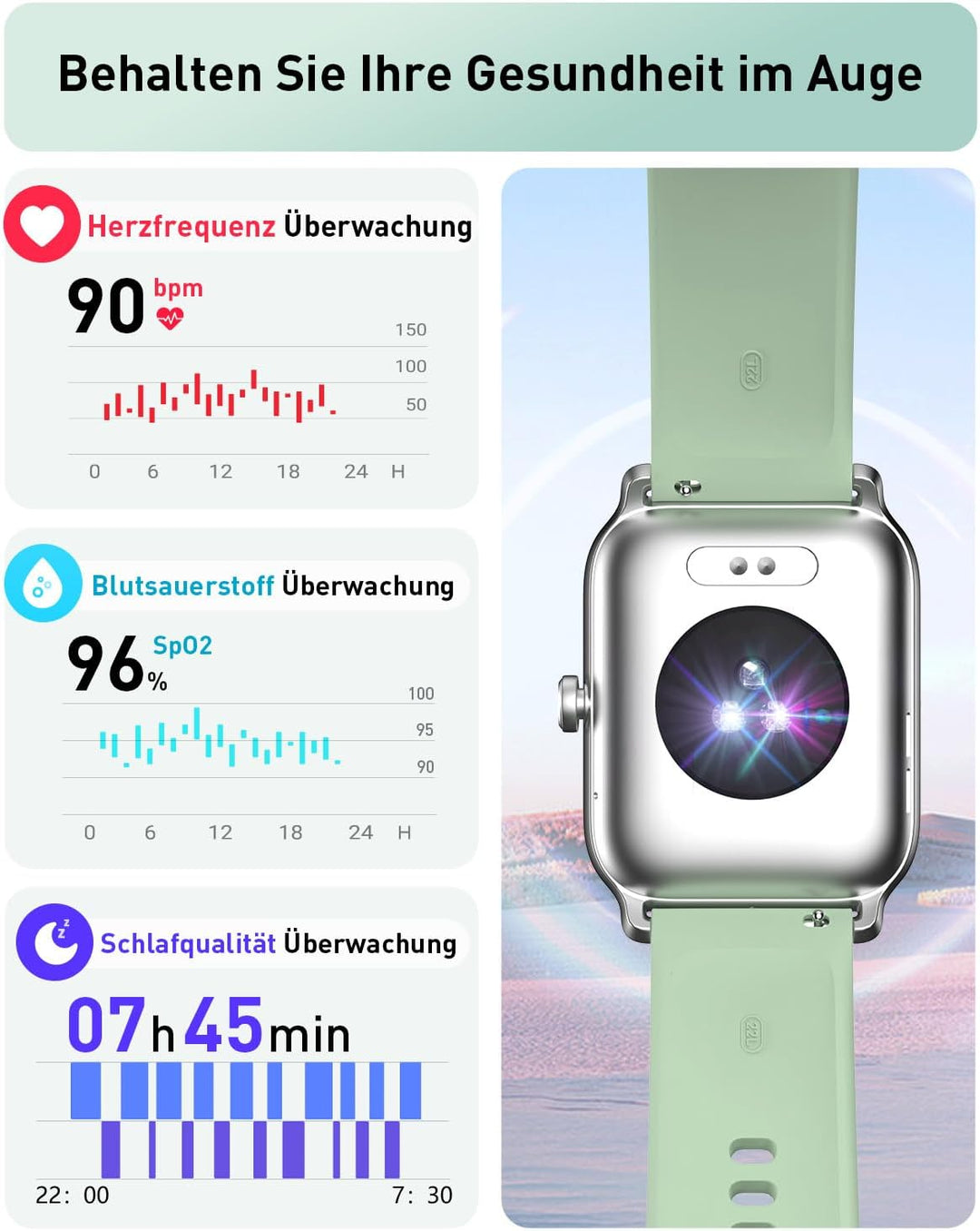 Gydom Smartwatch Damen mit Telefonfunktion 1.8" Alexa Integriert Fitnessuhr 100+ Sportmodi, Pulsmess