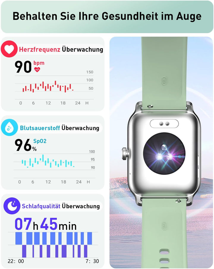 Gydom Smartwatch Damen mit Telefonfunktion 1.8" Alexa Integriert Fitnessuhr 100+ Sportmodi, Pulsmess