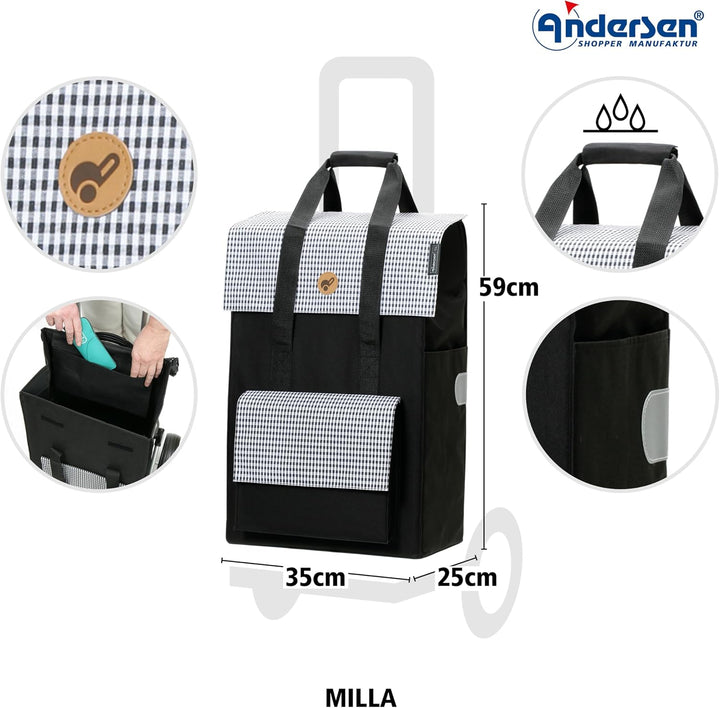 Andersen Einkaufstrolley - klappbar - 54 Liter - belastbar 60 kg - Stahlgestell - Trolley - Metallsp