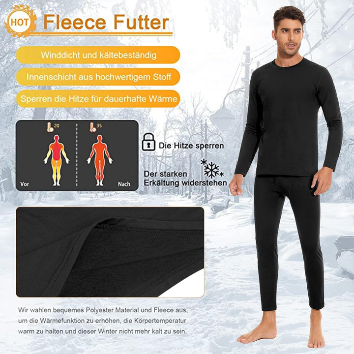 SIMIYA Thermounterwäsche Herren 2er Set Warme Unterwäsche mit Innenfleece, Thermo Oberteil und Unter