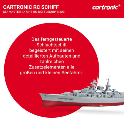 Cartronic Seamaster 2.4 GHz Schlachtschiff B-323, 71 x 10,5 x 20 cm I Ferngesteuertes Schiff mit Lic