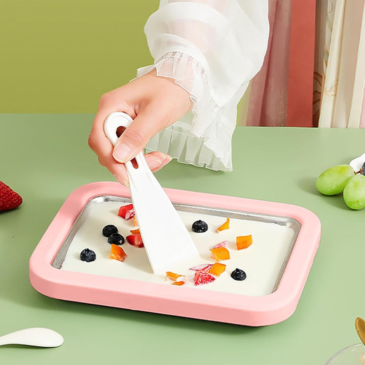 Roll-Eismaschine - -Rollen-Tablett mit 2 Spateln für hausgemachtes , Familientreffen, Partys, Verans