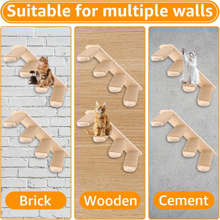 DAJAVE 2 Stück Kletterwand Katzen Katzentreppe Wand 8 Stufen,Katzenleiter mit Juteseil,Katzenbretter