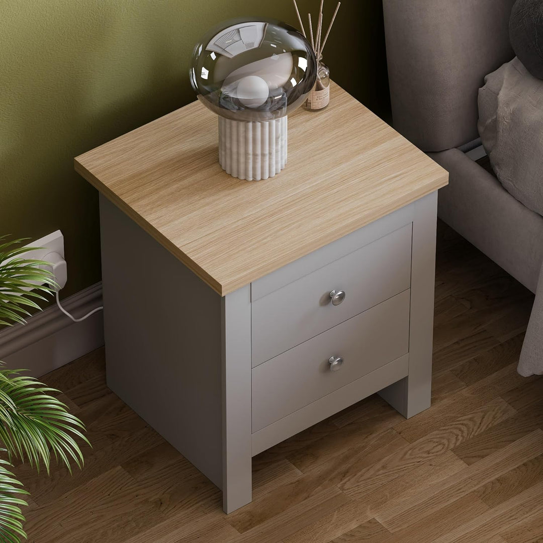 Vida Designs Nachttische, MDF, Spanplatte und Melaminfurnier, Grau, Standard, Grau