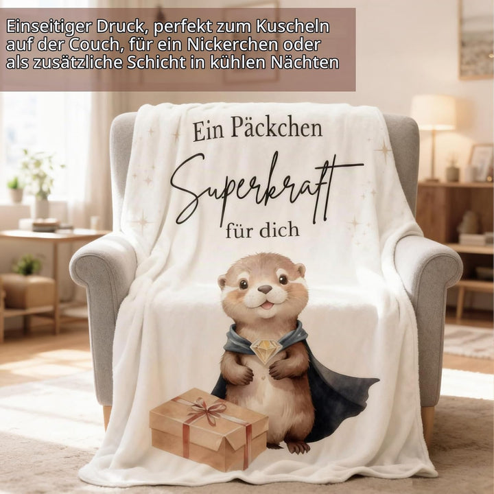 Geschenk für Mut &amp; Trost Flauschige Otter Kuscheldecke 130x150cm aus Flanell gute besserung geschenk