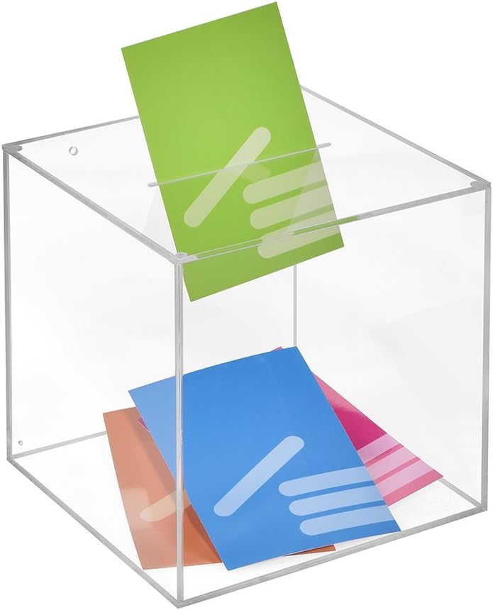 Losbox aus Acrylglas in 200x200x200mm - Zeigis® / Spendenbox/Aktionsbox/Gewinnspielbox/transparent/d