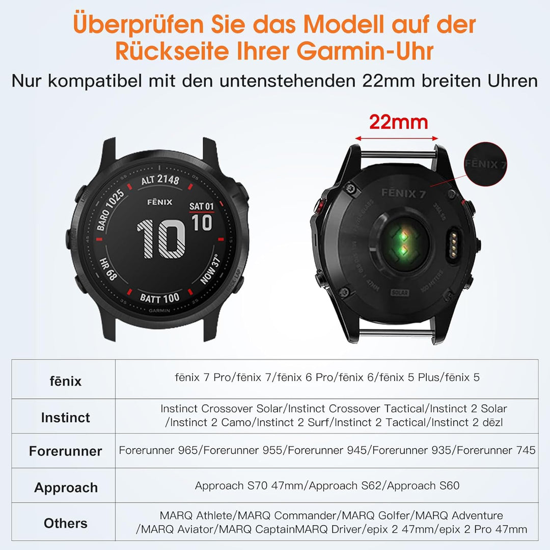 Bandletic Nylon Armband für Garmin Fenix 6/5/7, Forerunner 965/955/945/745/Approach S62/S60/Epix 2,