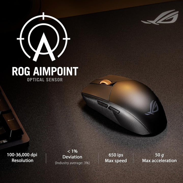 ASUS ROG Strix Impact III Wireless Gaming-Maus schwarz (optischer Sensor ROG AimPoint, ROG SpeedNova