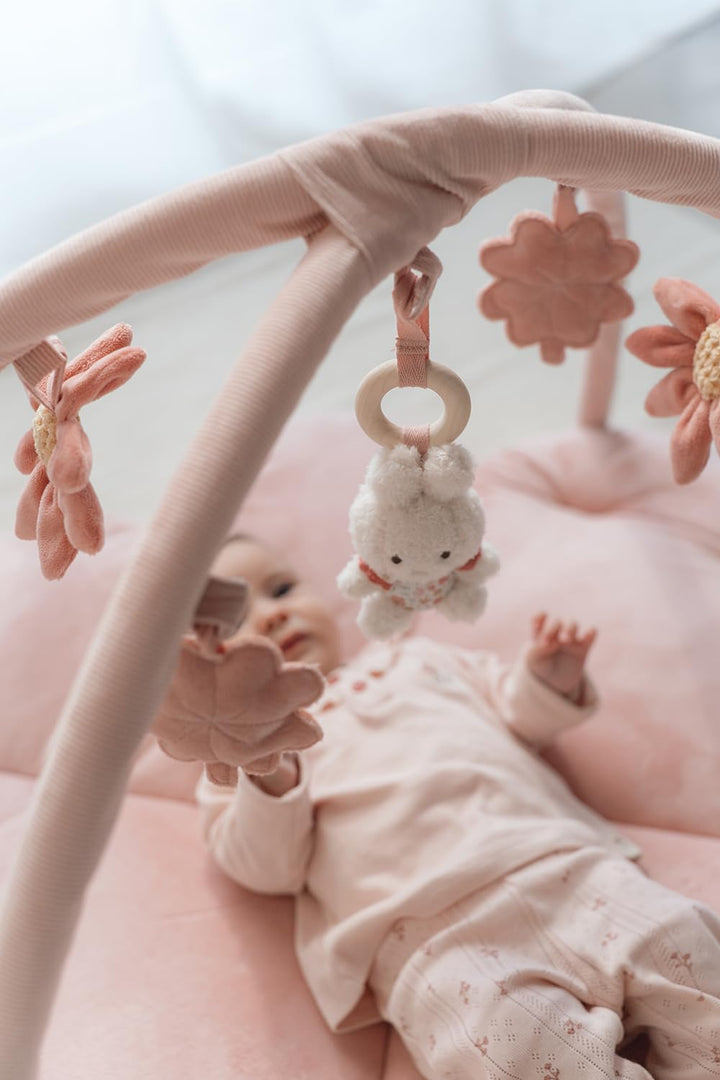 nijntje miffy x Little Dutch Krabbeldecke mit Spielbogen Activity Baby Hase Miffy rosa - Lucky Bloss