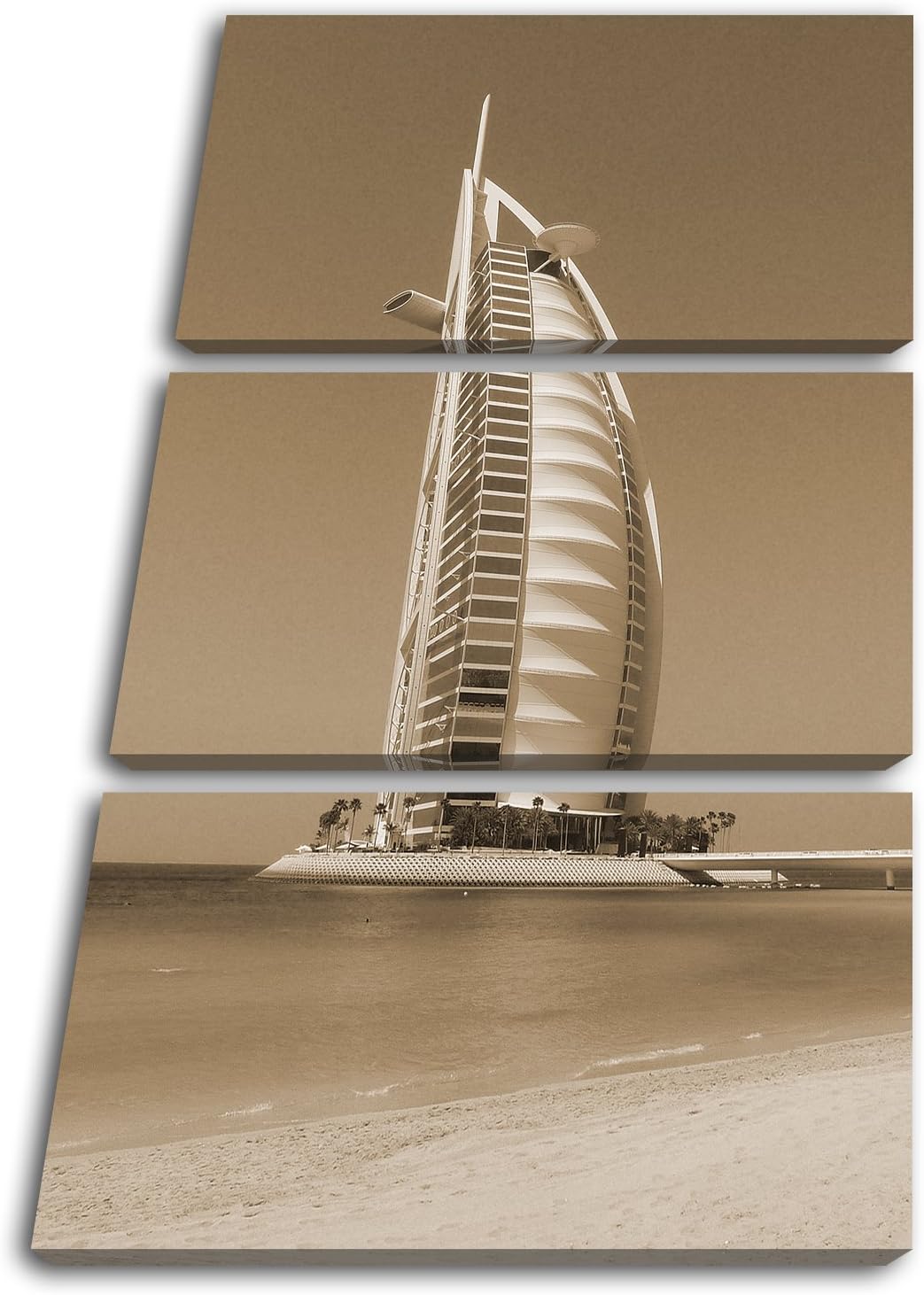 deyoli gigantisches Gebäude in Dubai Format: 3-teilig 120x80 Effekt: Sepia als Leinwandbild, Motiv f