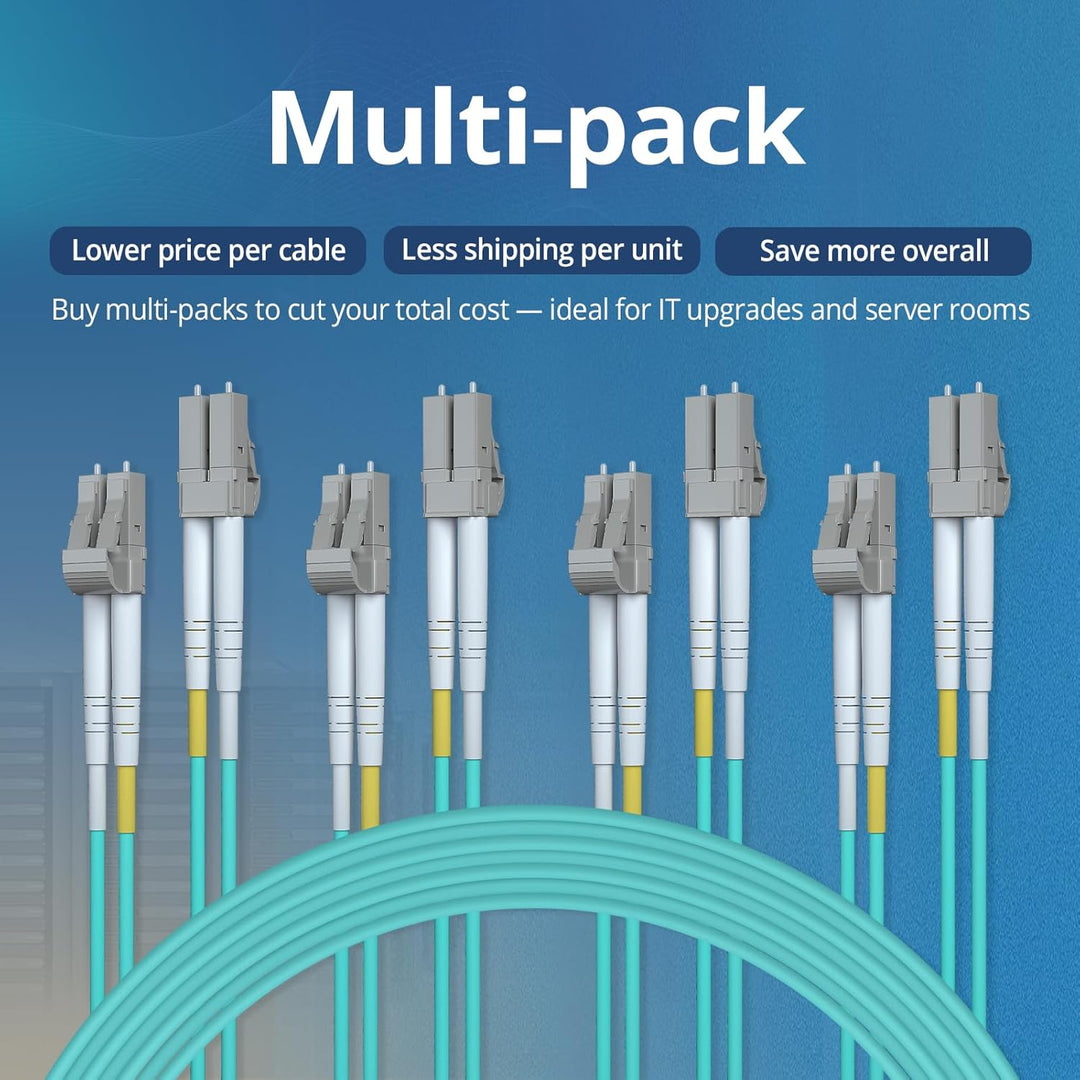 10Gtek [10 Stück] LC zu LC OM3 Multimode Duplex 0.5-Meter, LWL Glasfaser Patchkabel Fibre Optic Patc