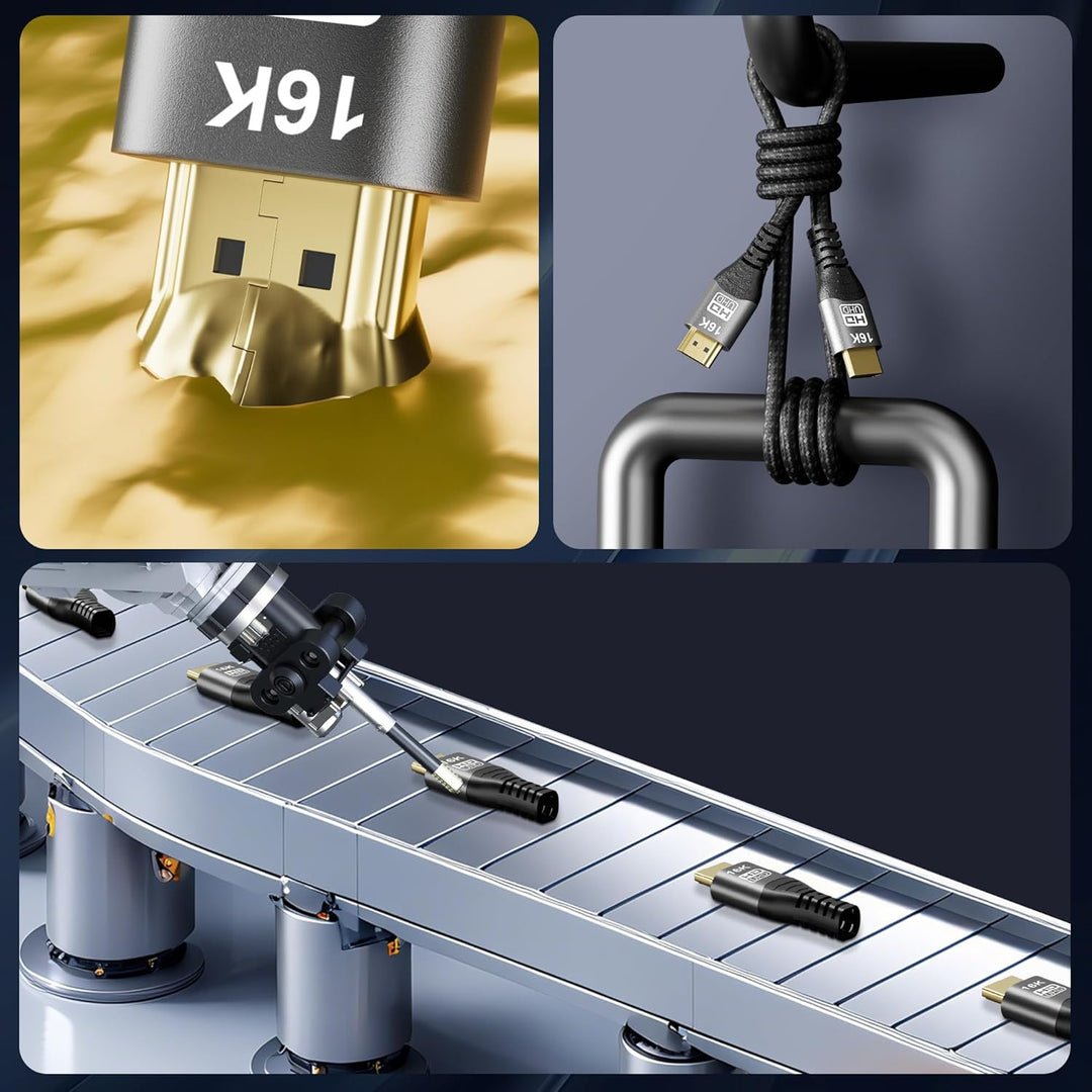 CAKOBLE hdmi 2.2 kabel 1.5m - 96Gbps Ultra Hochgeschwindig | 16K@60Hz, 8K@240Hz, 4K@480Hz | eARC, HD