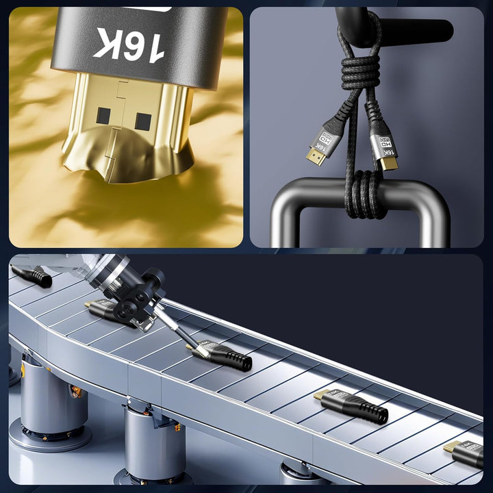 CAKOBLE hdmi 2.2 kabel 1.5m - 96Gbps Ultra Hochgeschwindig | 16K@60Hz, 8K@240Hz, 4K@480Hz | eARC, HD