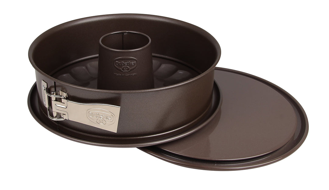 Dr. Oetker Springform Ø 28 cm, runde Backform der Serie Back-Edition aus Stahl mit 2 Böden - Flach-