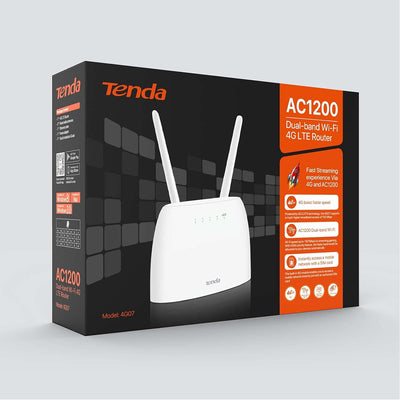 Tenda 4G07 4G LTE WLAN Router für SIM-Karten (CAT4, AC1200 Dualband 2,4GHz: 300Mbit/s + 5GHz: 867Mbi