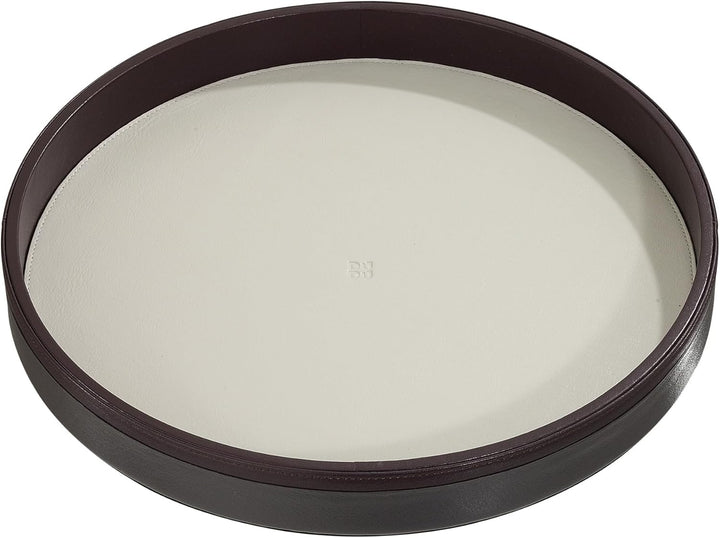 DuDu Rundes Serviertablett aus Leder, 32 cm. Mehrfarbiges Aufbewahrungstablett für zu Hause oder für
