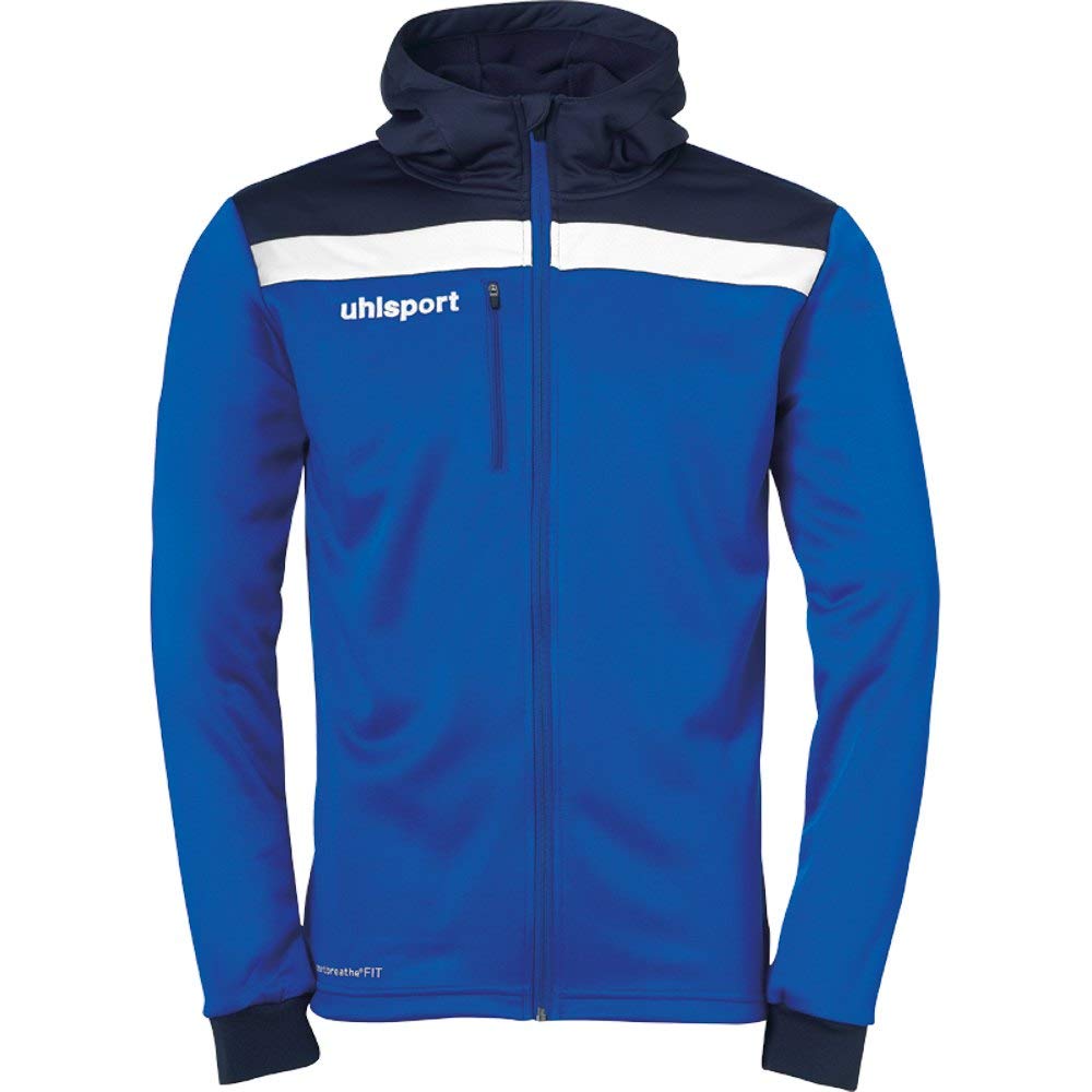 uhlsport Unisex Kinder Offense 23 Multi Hood Jacke Kinder Jacke 116 azurblau/Marine/Weiss, 116 azurb