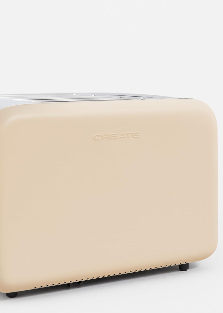 CREATE/TOAST RETRO DOUBLE/Toaster für breite Scheiben Sand/Krümelfach, 6 Leistungsstufen, Thermostat