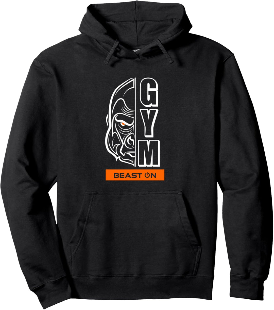 Gym Gorilla Kopf Orange Gym Workout Fitness Training Gains Pullover Hoodie