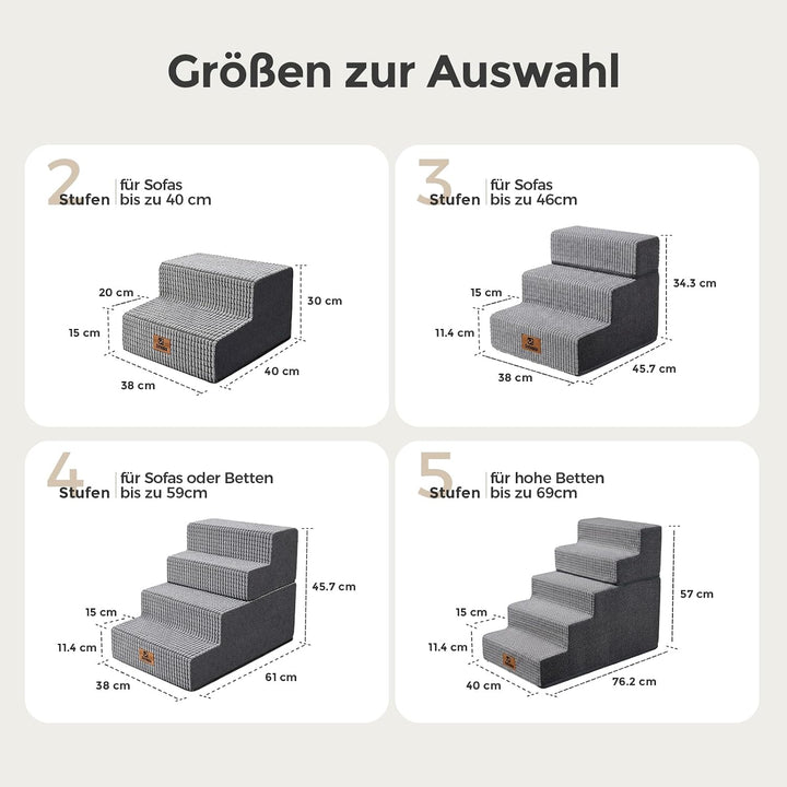 Sytopia Haustiertreppe, 5 Stufen, Hochelastischer Schwamm, Waschbar Bezug, Hundetreppe Für Kleine Hu
