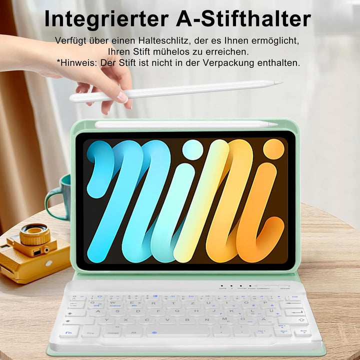 Tastatur für iPad mini 7 (A17 pro) 2024/Mini 6 2021 8.3 Zoll, QWERTZ Deutsches Tastatur Magnetische
