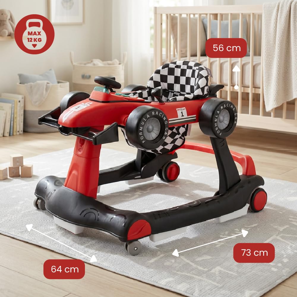 Sun Baby Lauflernhilfe Walker 3in1 mit höhenverstellbare Automotiv, Formula racing, interaktiv und f