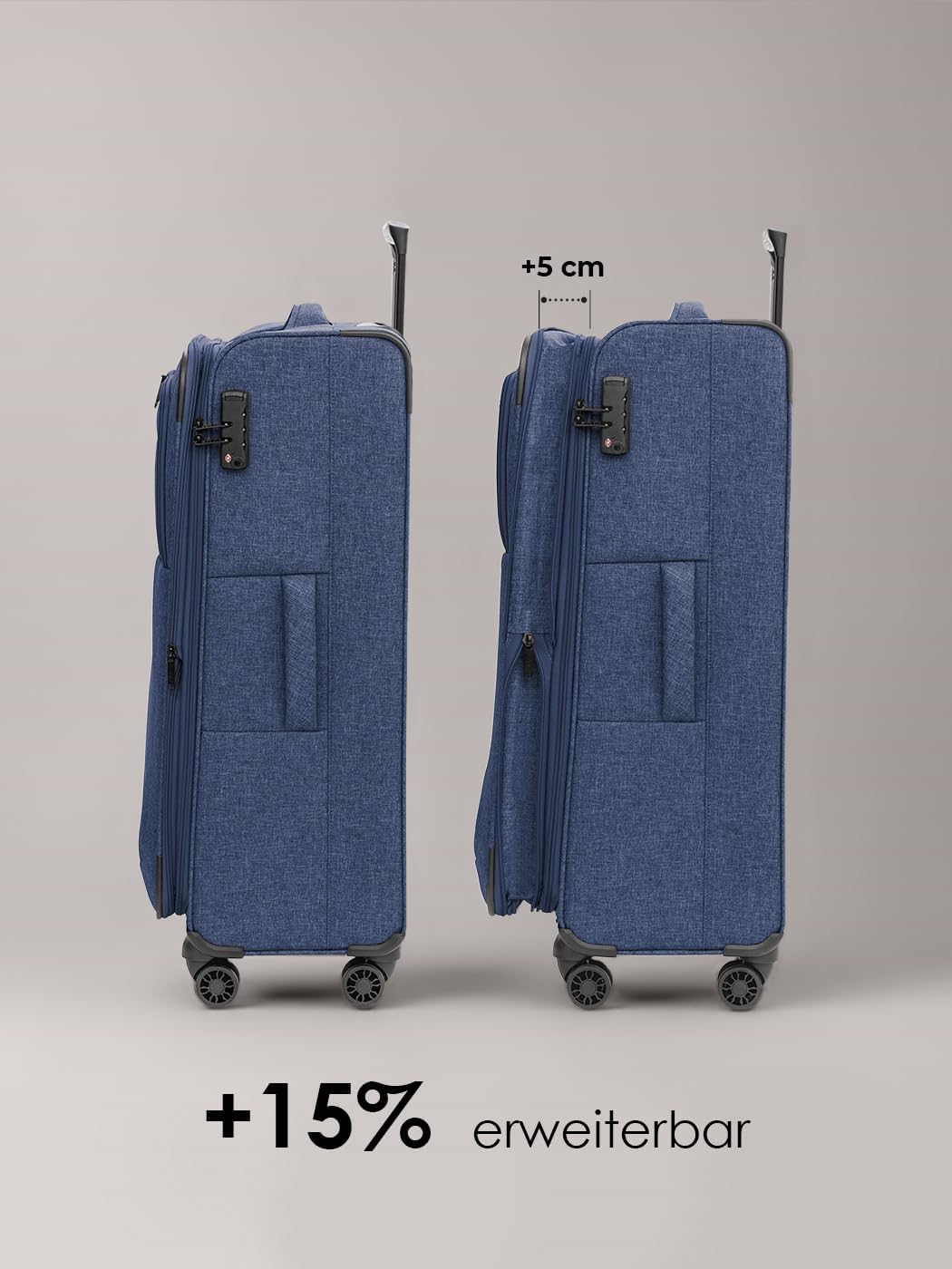REDOLZ LARGE Weichschalen Koffer für Damen &amp; Herren | leichter Trolley 77 cm mit 4 Doppelrollen &amp; TS