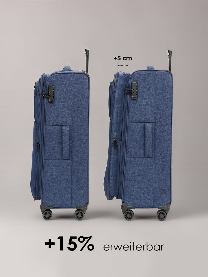 REDOLZ LARGE Weichschalen Koffer für Damen &amp; Herren | leichter Trolley 77 cm mit 4 Doppelrollen &amp; TS