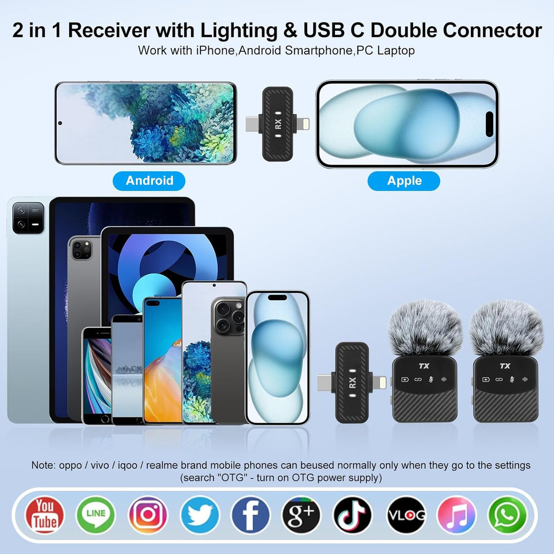 Mini Mic Lavalier Mikrofon für iPhone/iPad/Android,Mini Mikrofon Plug-Play Professionelles Rauschunt