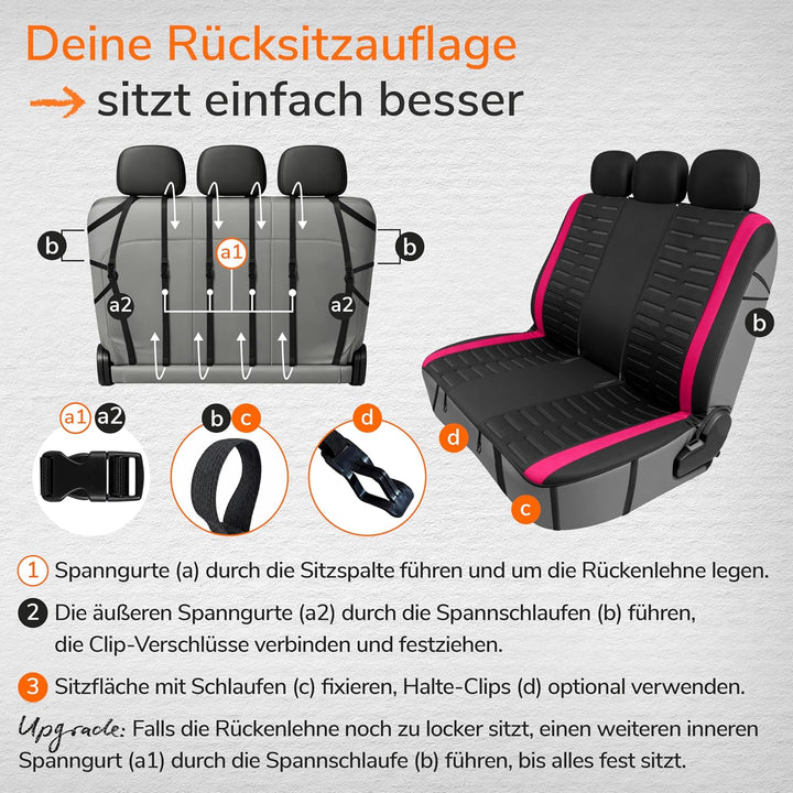 Upgrade4cars Autositzbezüge Set Universal Version 2026 Pink Schonbezüge Komplett Set Pink, Komplett
