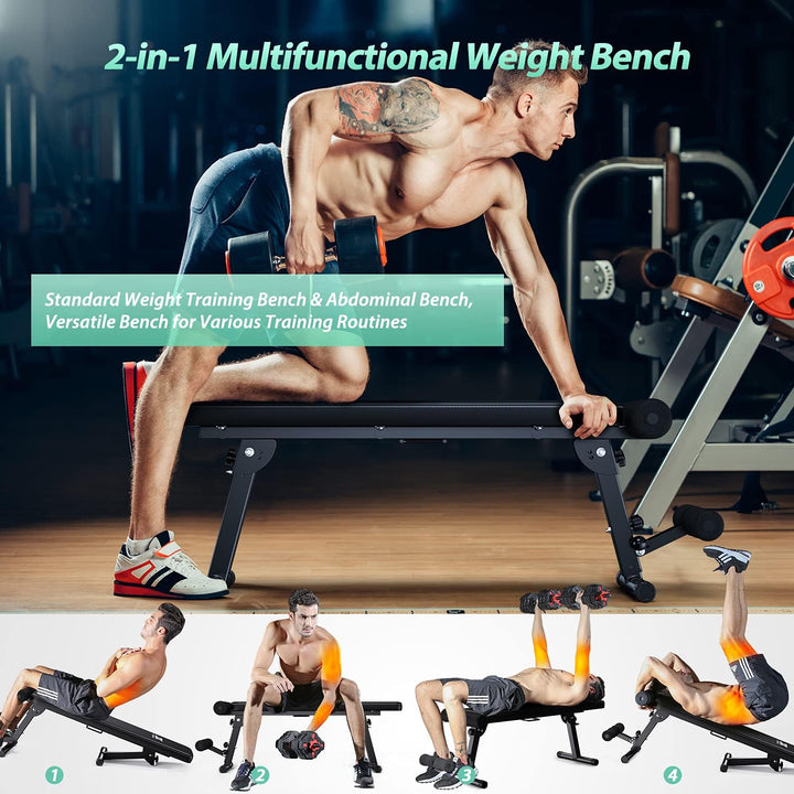 JX FITNESS Multifunktion Hantelbank Trainingsbank Flachbank Klappbare Hantelbänke und Rückentrainer,