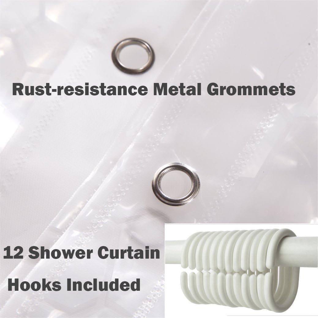 Adwaita Clear Shower Curtain Liner Heavy Duty Eva Plastic Mehldew Fre New 3D Water Cube Clear Shower